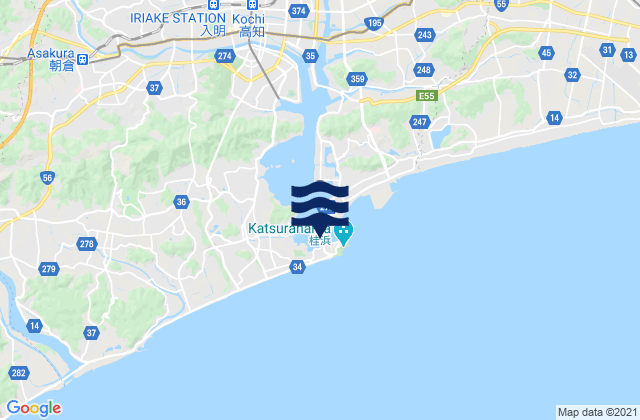Mapa da tábua de marés em Koti, Japan