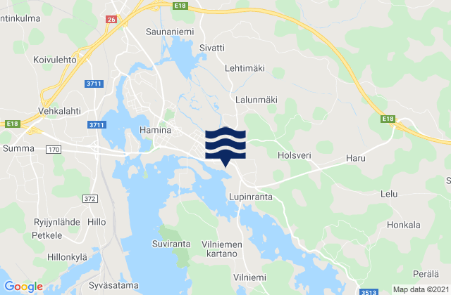Mapa da tábua de marés em Kotka-Hamina, Finland