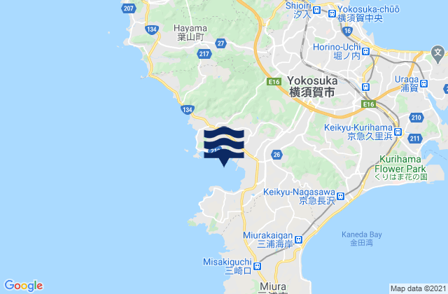 Mapa da tábua de marés em Koto Wan, Japan