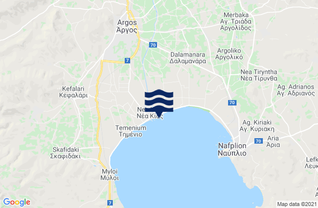 Mapa da tábua de marés em Koutsopódi, Greece