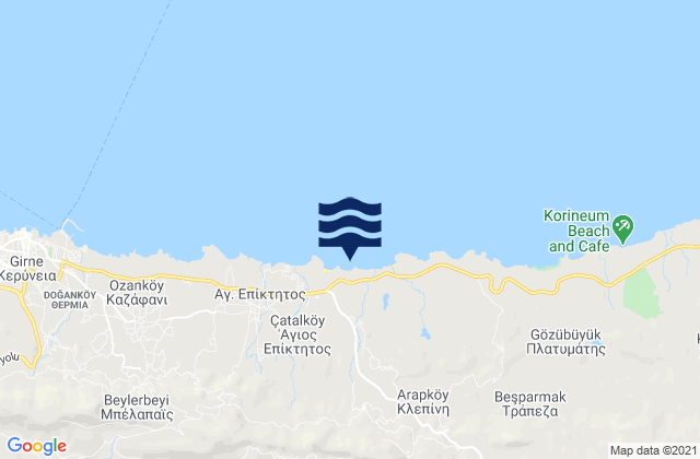Mapa da tábua de marés em Koutsovéntis, Cyprus
