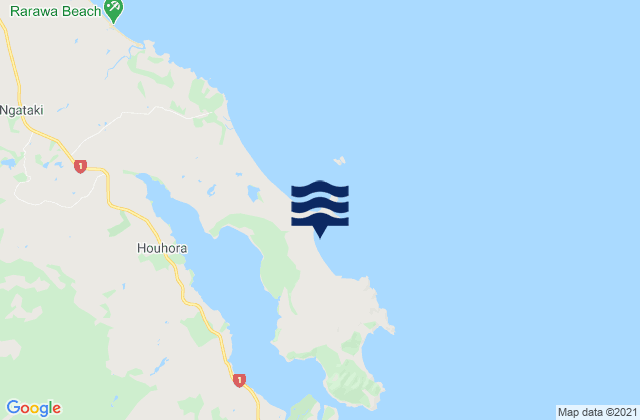 Mapa da tábua de marés em Kowhai Beach, New Zealand