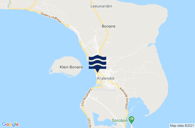 Mapa da tábua de marés em Kralendijk, Bonaire, Saint Eustatius and Saba 