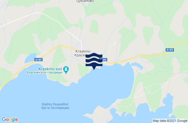 Mapa da tábua de marés em Kraskino, Russia