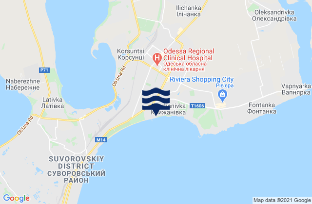 Mapa da tábua de marés em Krasnosilka, Ukraine