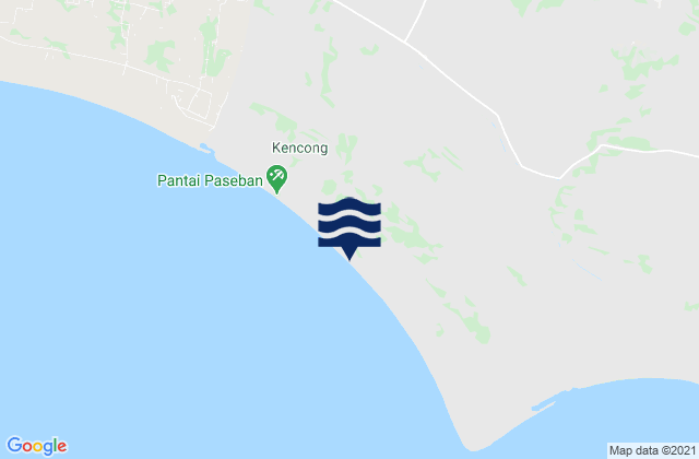 Mapa da tábua de marés em Krebetkrajan, Indonesia
