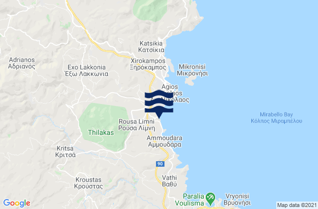 Mapa da tábua de marés em Kritsá, Greece