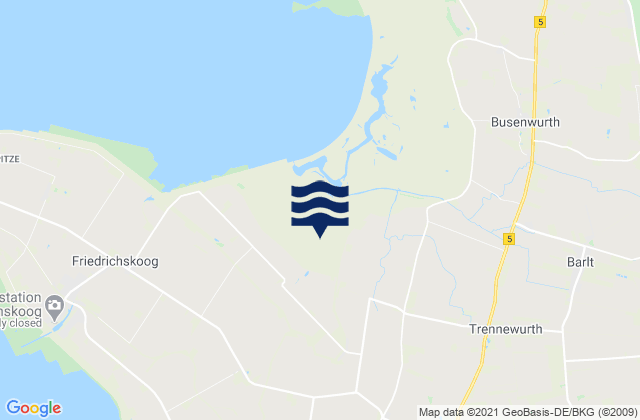 Mapa da tábua de marés em Kronprinzenkoog, Germany