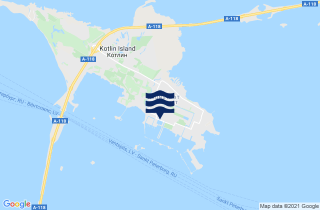 Mapa da tábua de marés em Kronstadt, Russia