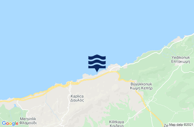 Mapa da tábua de marés em Krídeia, Cyprus