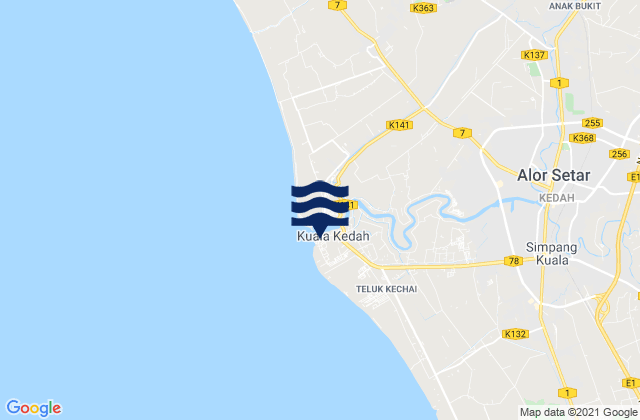 Mapa da tábua de marés em Kuala Kedah, Malaysia