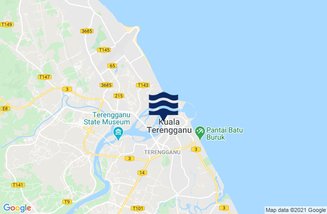 Mapa da tábua de marés em Kuala Terengganu, Malaysia