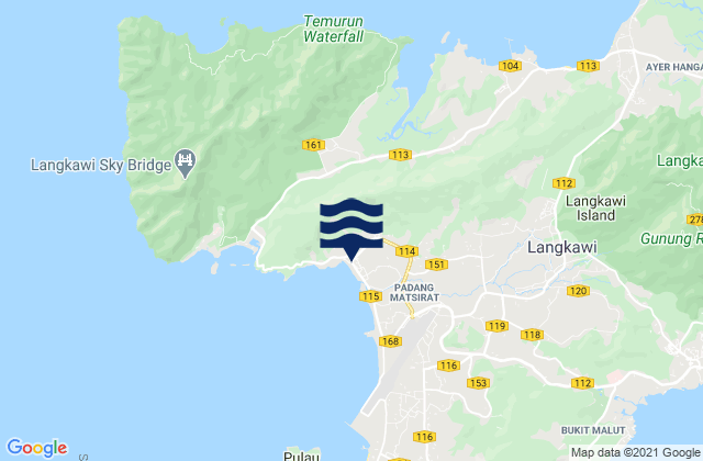 Mapa da tábua de marés em Kuala Teriang, Malaysia