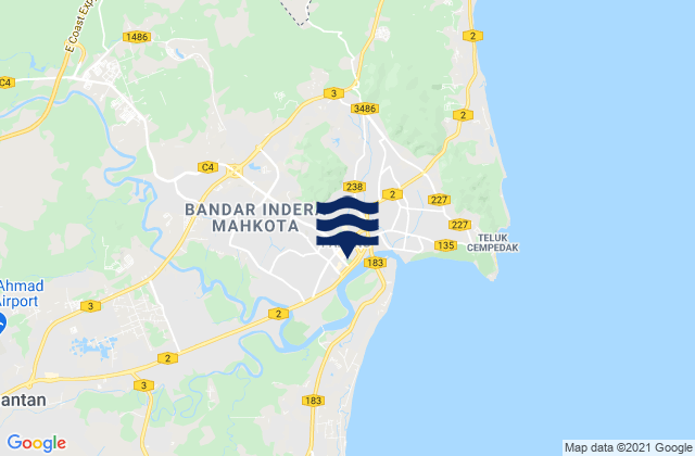 Mapa da tábua de marés em Kuantan, Malaysia
