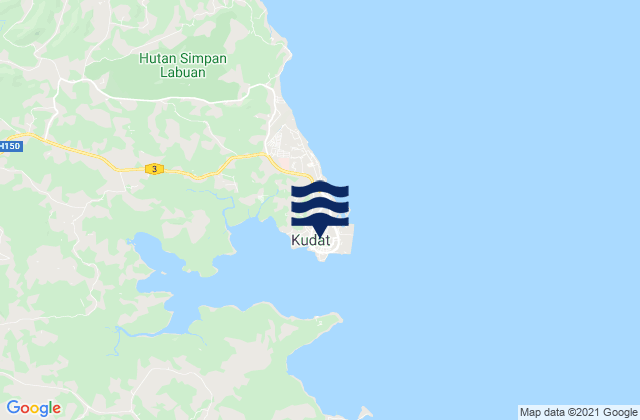 Mapa da tábua de marés em Kudat (Maradu Bay), Malaysia