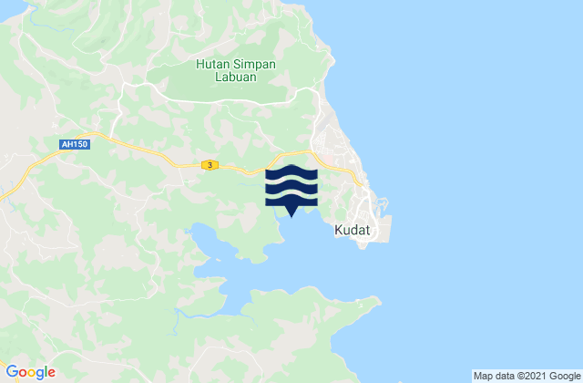 Mapa da tábua de marés em Kudat, Malaysia