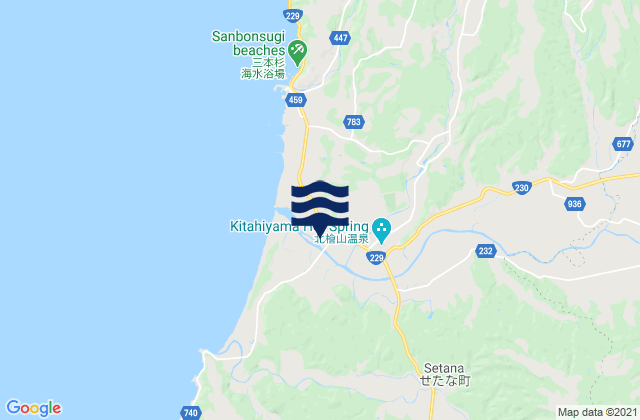 Mapa da tábua de marés em Kudō-gun, Japan