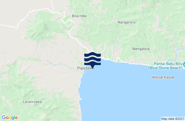 Mapa da tábua de marés em Kuekobo, Indonesia