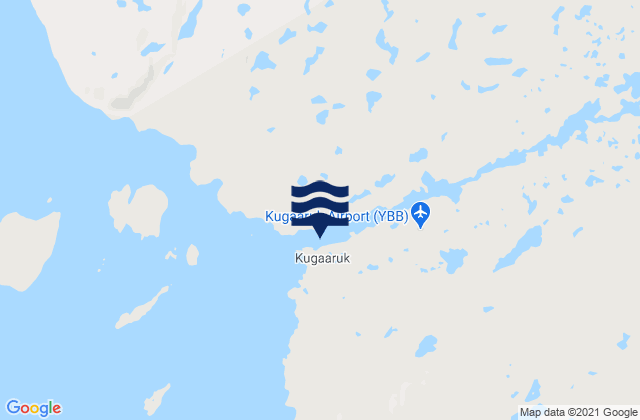 Mapa da tábua de marés em Kugaaruk, Canada