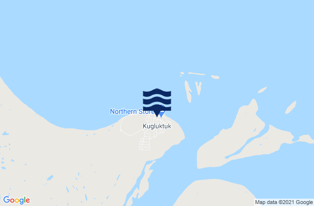 Mapa da tábua de marés em Kugluktuk, Canada