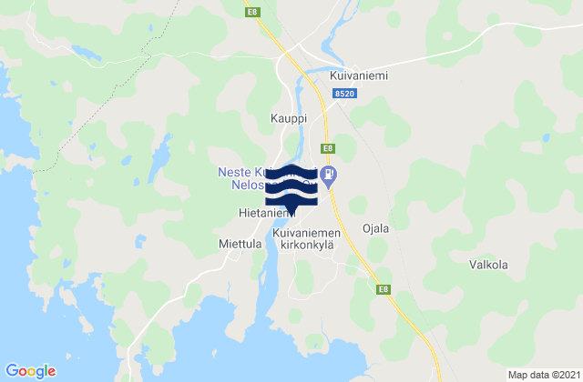Mapa da tábua de marés em Kuivaniemi, Finland