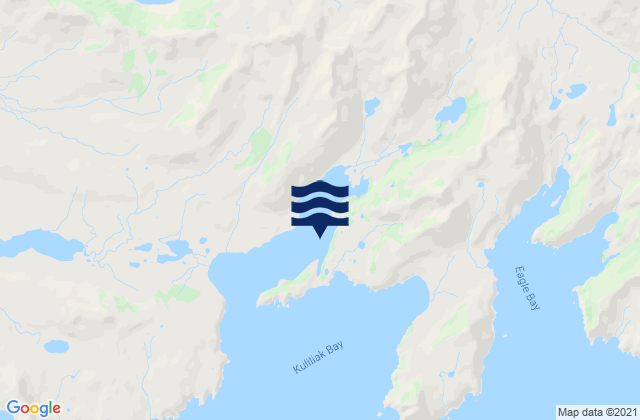Mapa da tábua de marés em Kuliliak Bay, United States
