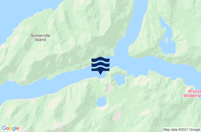 Mapa da tábua de marés em Kumeon Bay, Canada