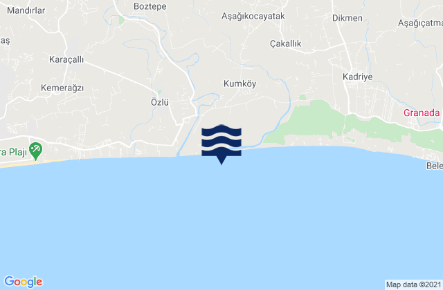 Mapa da tábua de marés em Kumköy, Turkey