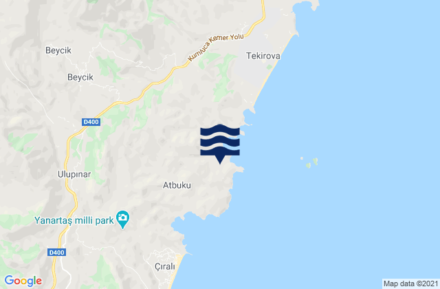 Mapa da tábua de marés em Kumluca, Turkey