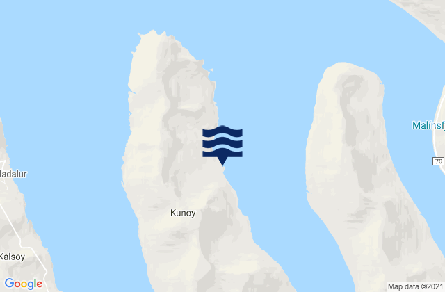Mapa da tábua de marés em Kunoy, Faroe Islands