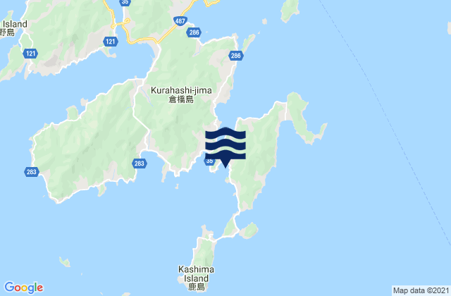 Mapa da tábua de marés em Kurahashi, Japan