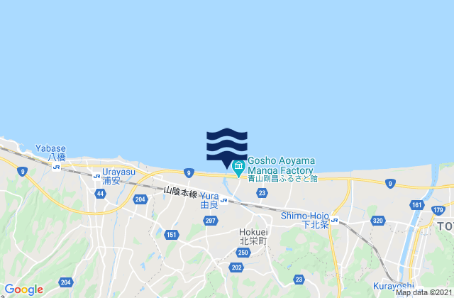 Mapa da tábua de marés em Kurayoshi-shi, Japan