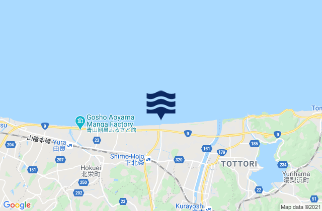 Mapa da tábua de marés em Kurayoshi, Japan