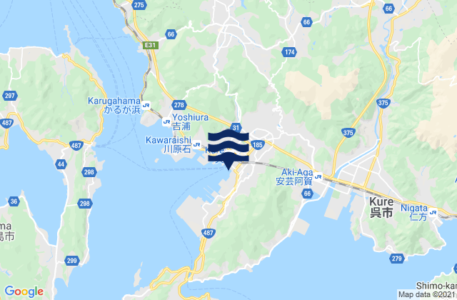 Mapa da tábua de marés em Kure, Japan