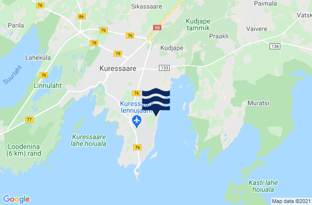 Mapa da tábua de marés em Kuressaare, Estonia