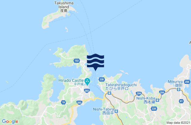 Mapa da tábua de marés em Kuroko Sima, Japan