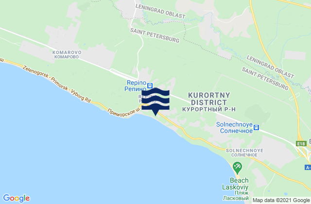 Mapa da tábua de marés em Kurortnyy Rayon, Russia