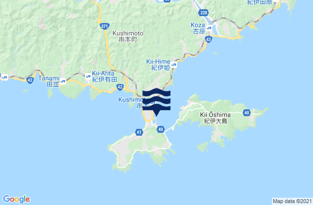 Mapa da tábua de marés em Kusimoto, Japan