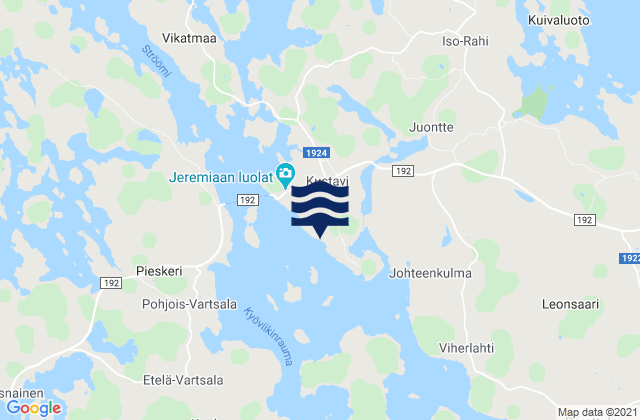 Mapa da tábua de marés em Kustavi, Finland