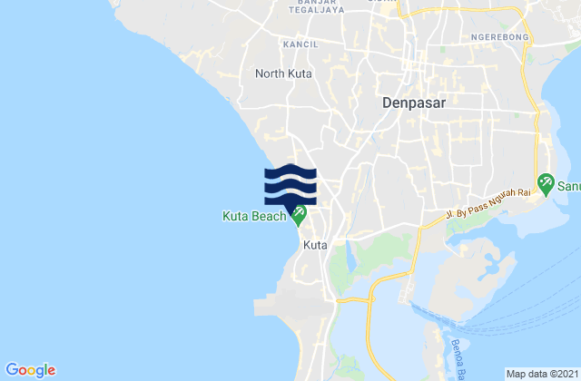 Mapa da tábua de marés em Kuta Beach, Indonesia