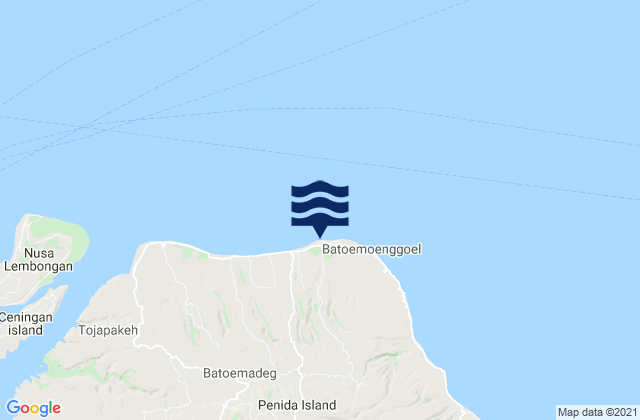 Mapa da tábua de marés em Kutampi, Indonesia