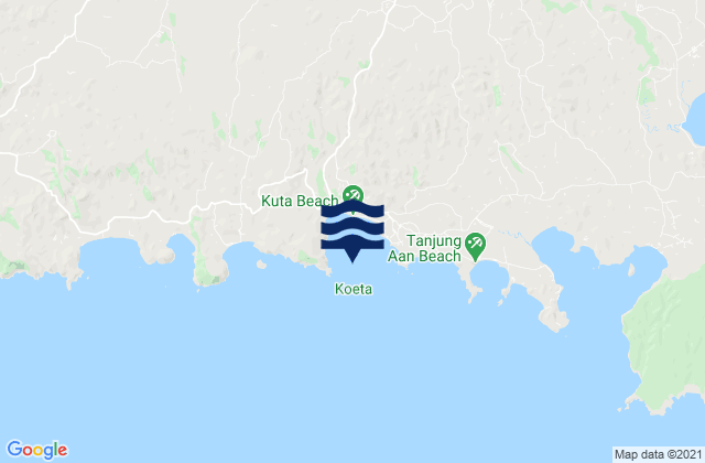 Mapa da tábua de marés em Kute, Indonesia