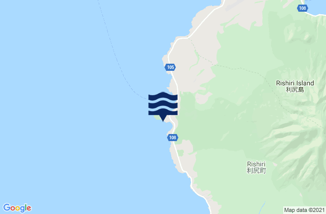 Mapa da tábua de marés em Kutugata, Japan