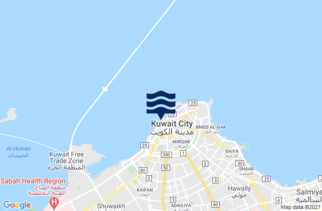 Mapa da tábua de marés em Kuwait City, Kuwait