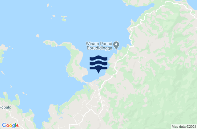 Mapa da tábua de marés em Kwandang, Indonesia