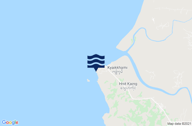 Mapa da tábua de marés em Kyaikkami, Myanmar