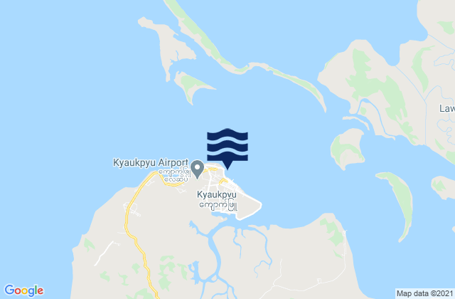 Mapa da tábua de marés em Kyaukpyu Ramree Island, Myanmar