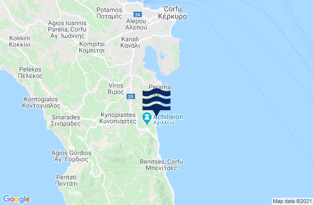 Mapa da tábua de marés em Kynopiástes, Greece