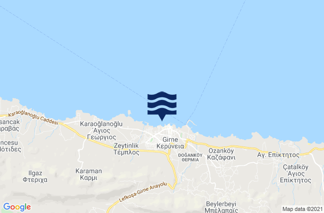 Mapa da tábua de marés em Kyrenia, Cyprus