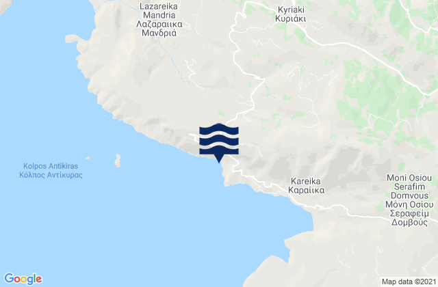 Mapa da tábua de marés em Kyriáki, Greece